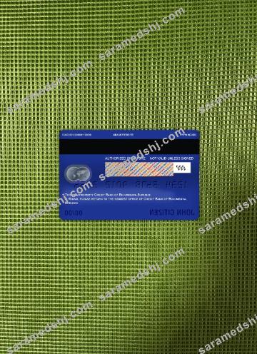 Burundi Credit bank of Bujumbura master debit card photolook back